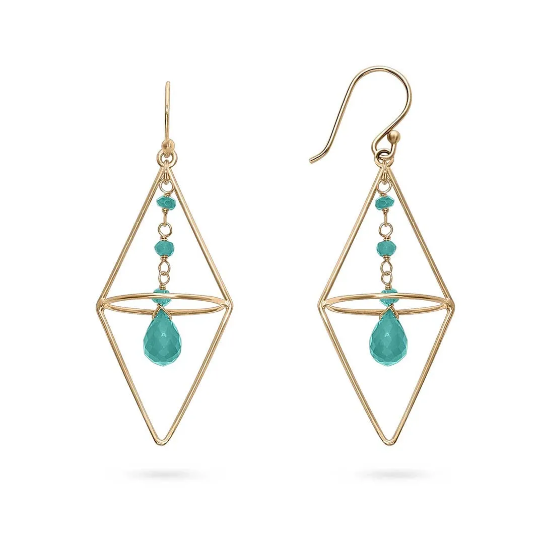 Pure Silver Earrings - Gold Plated Green Garnet Dangle