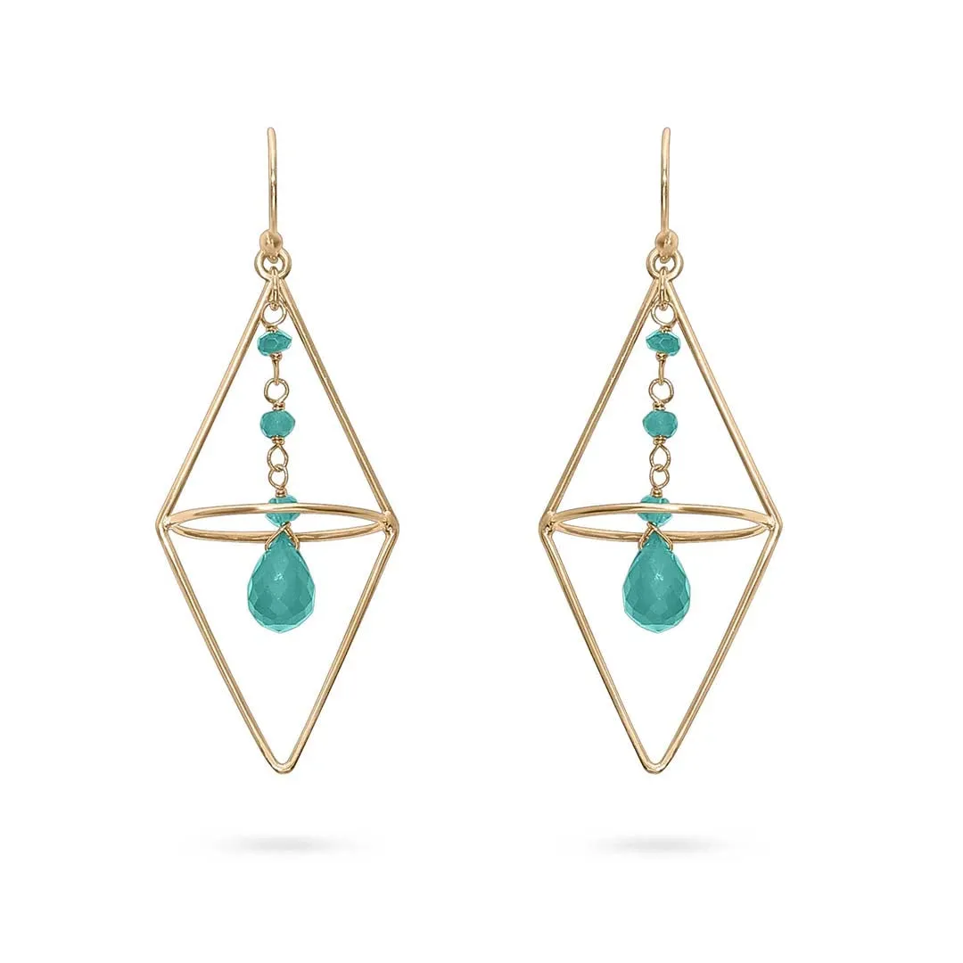 Pure Silver Earrings - Gold Plated Green Garnet Dangle