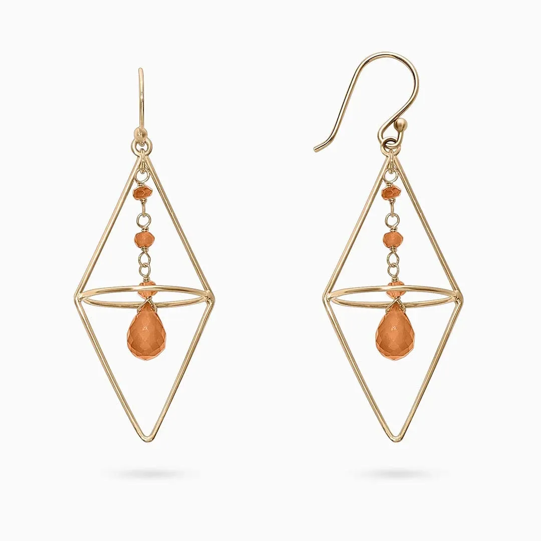 Pure Silver Earrings - String of Gold Finish Carnelian