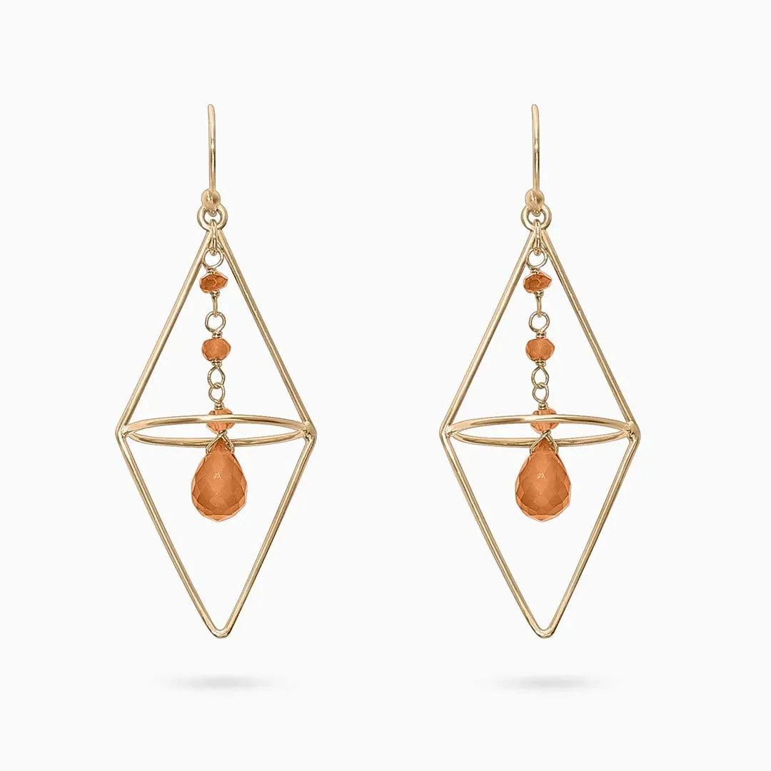 Pure Silver Earrings - String of Gold Finish Carnelian