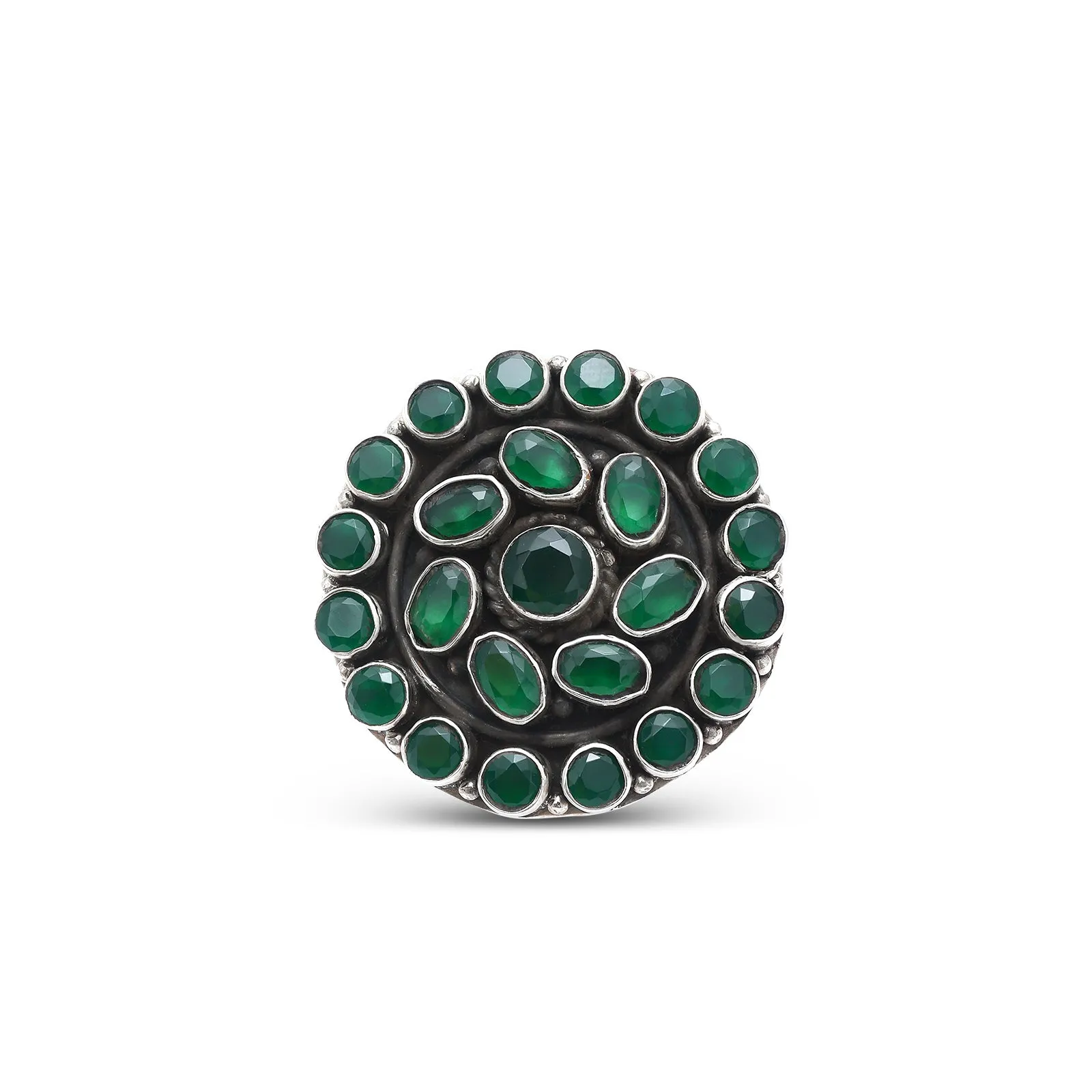 Pure Silver Ring -  Eternal Glow of Silver Emerald Ring