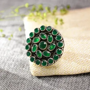 Pure Silver Ring -  Eternal Glow of Silver Emerald Ring