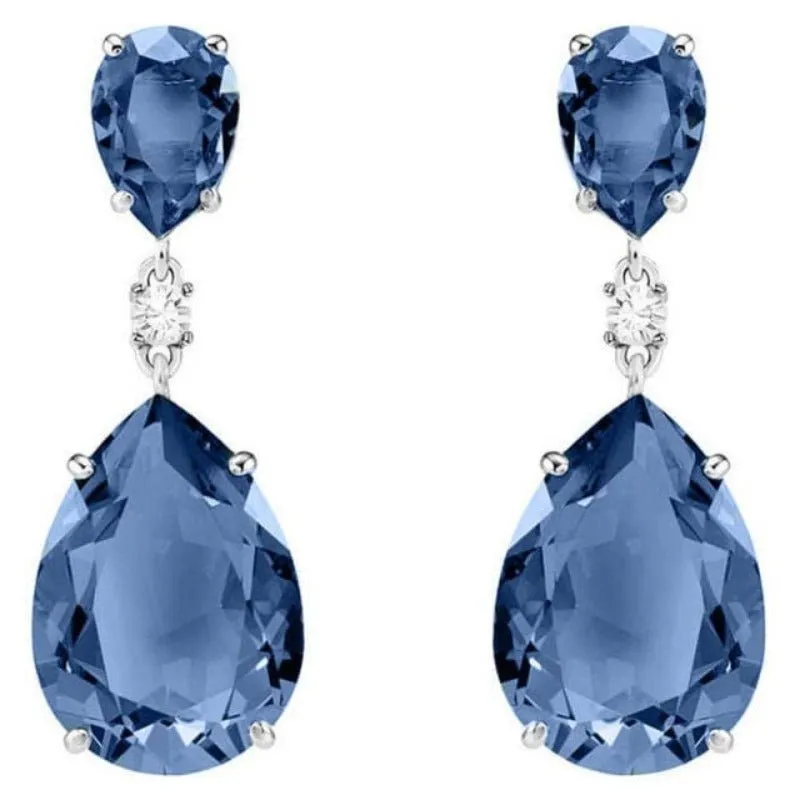Purple Green Zircon Earrings Long Teardrop For Women  Wedding Jewelry