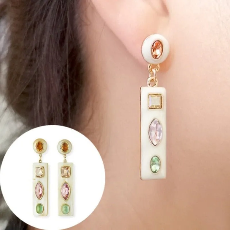 Purple Green Zircon Earrings Long Teardrop For Women  Wedding Jewelry