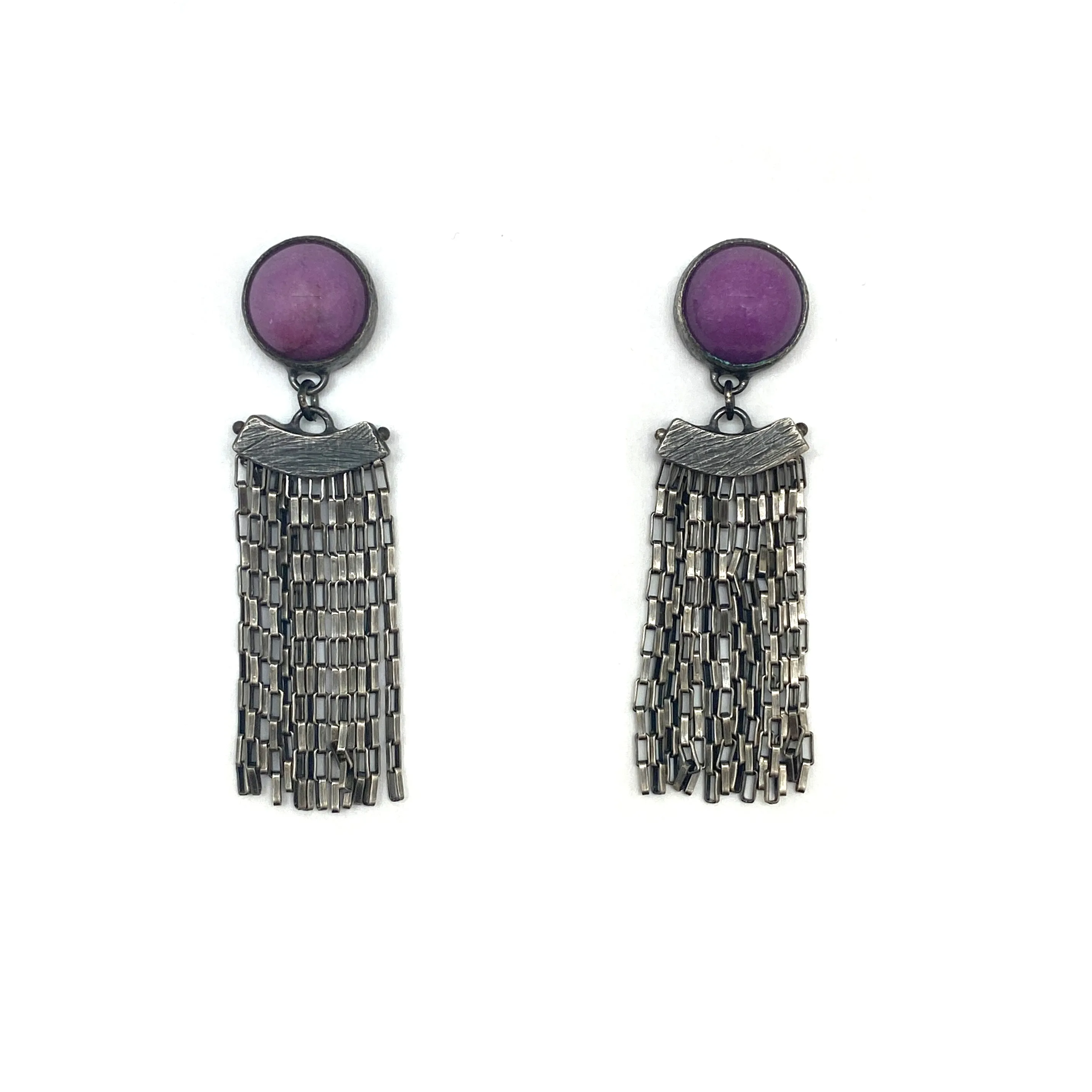 Purple Phosphosiderite Fringe Earrings