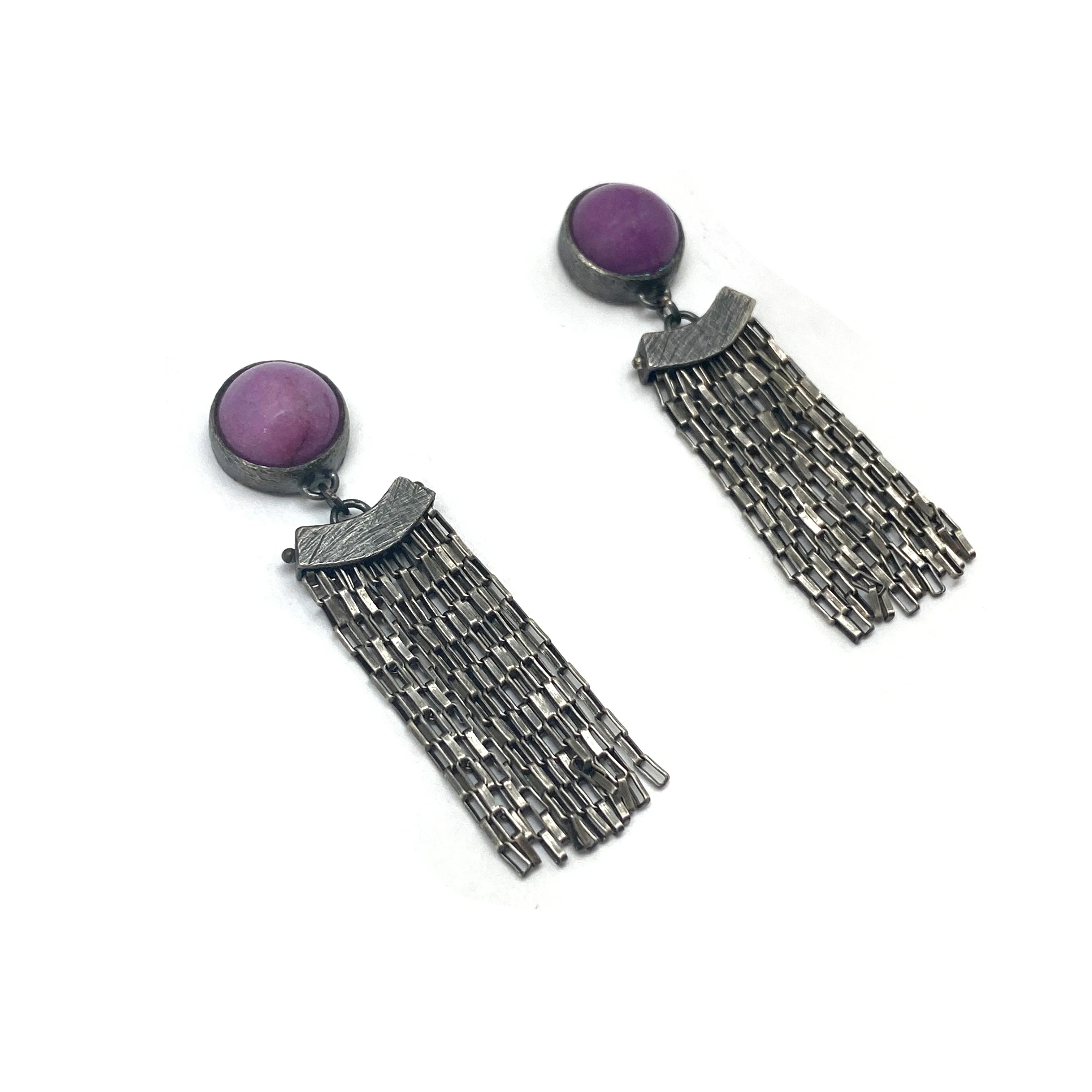 Purple Phosphosiderite Fringe Earrings
