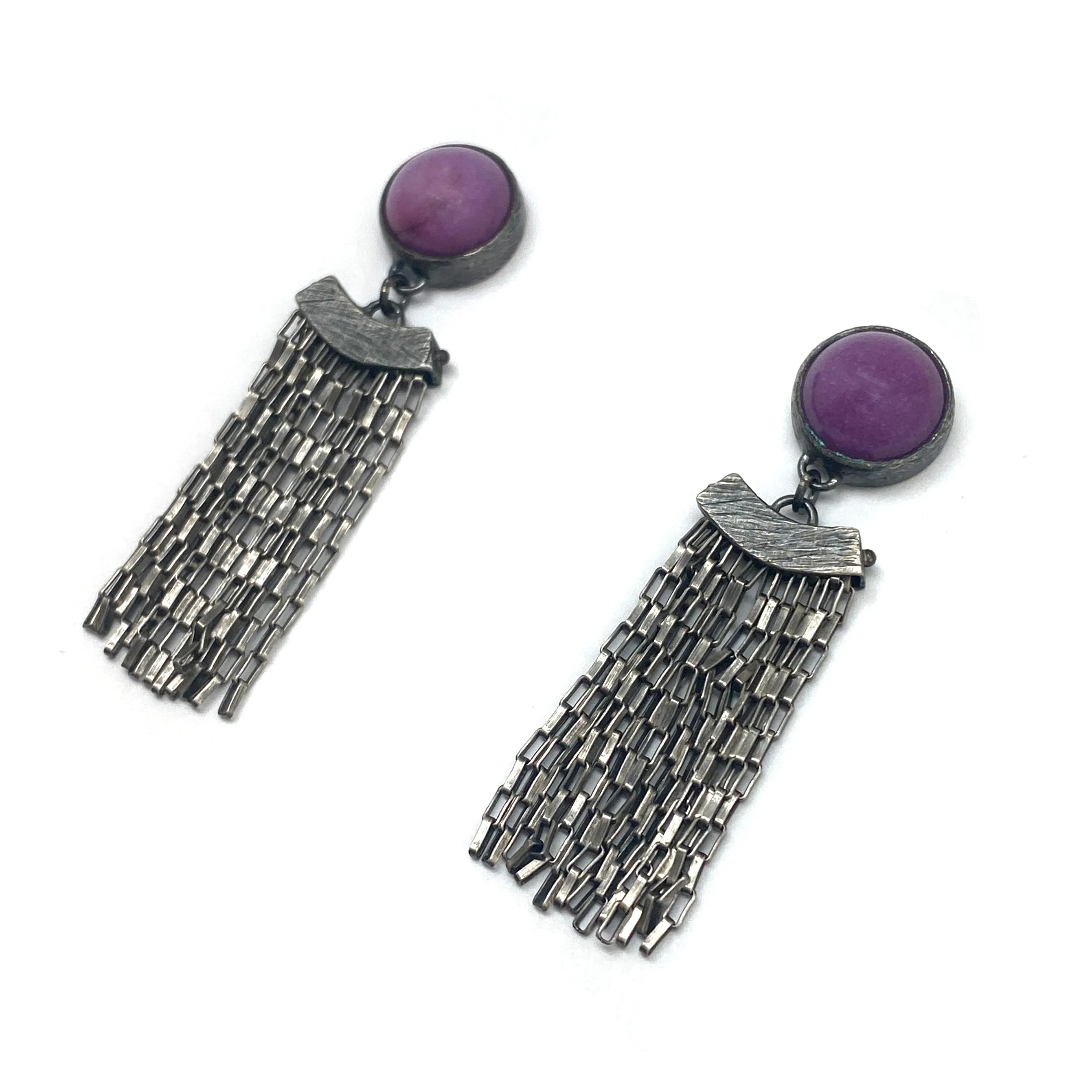 Purple Phosphosiderite Fringe Earrings