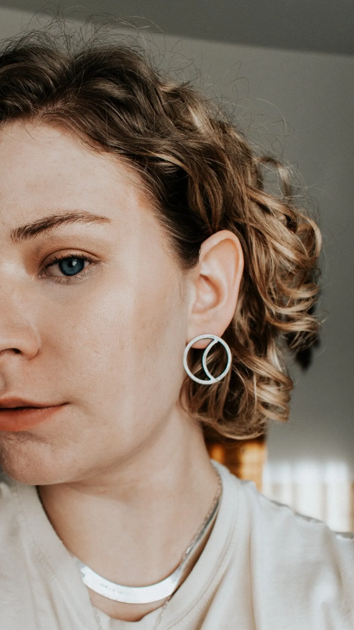 Quarter Moon Stud Earrings - one pair left!