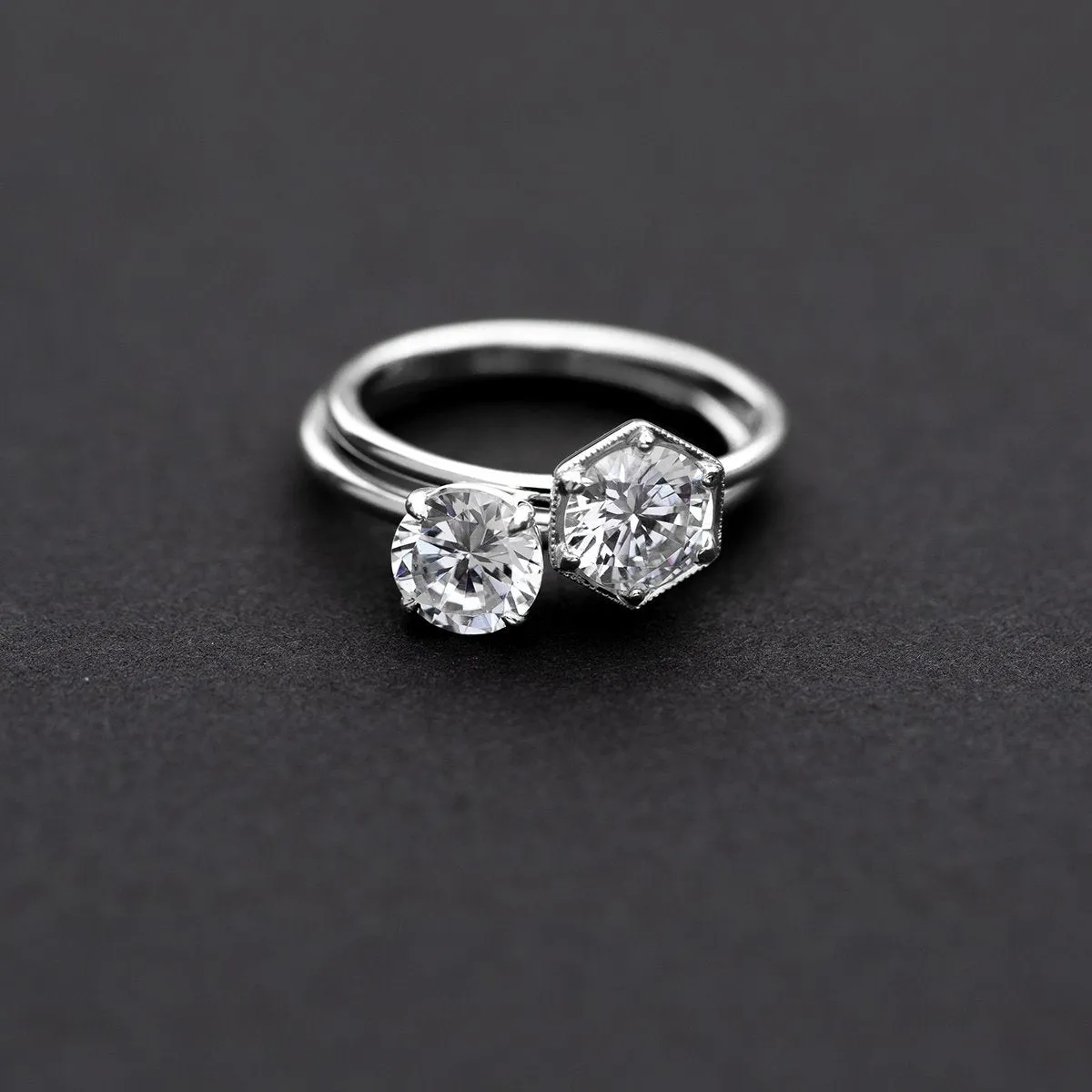 "Pixie" Hidden Halo 4-Prong Diamond Engagement Ring Mount with North/South Option
