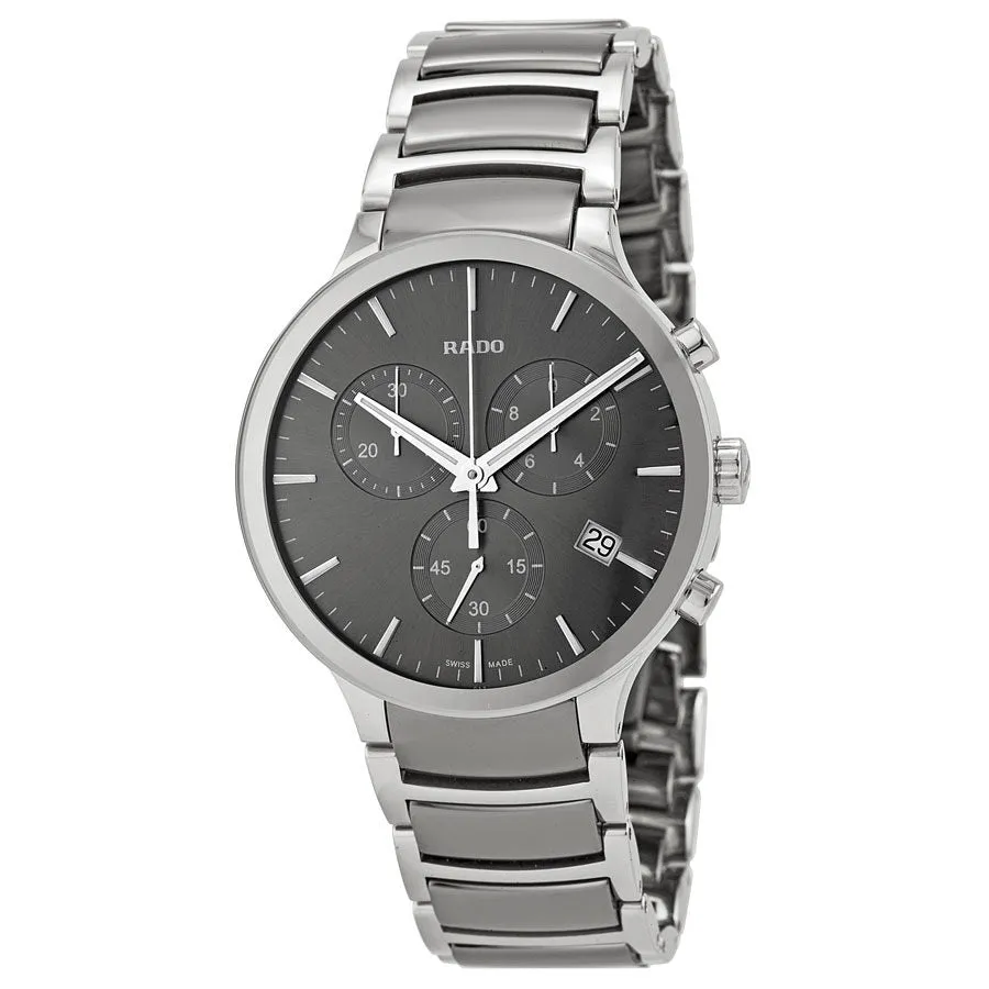 Rado Centrix Chronograph Dark Grey Dial Platinum-tone Ceramic Men's Watch R30122122