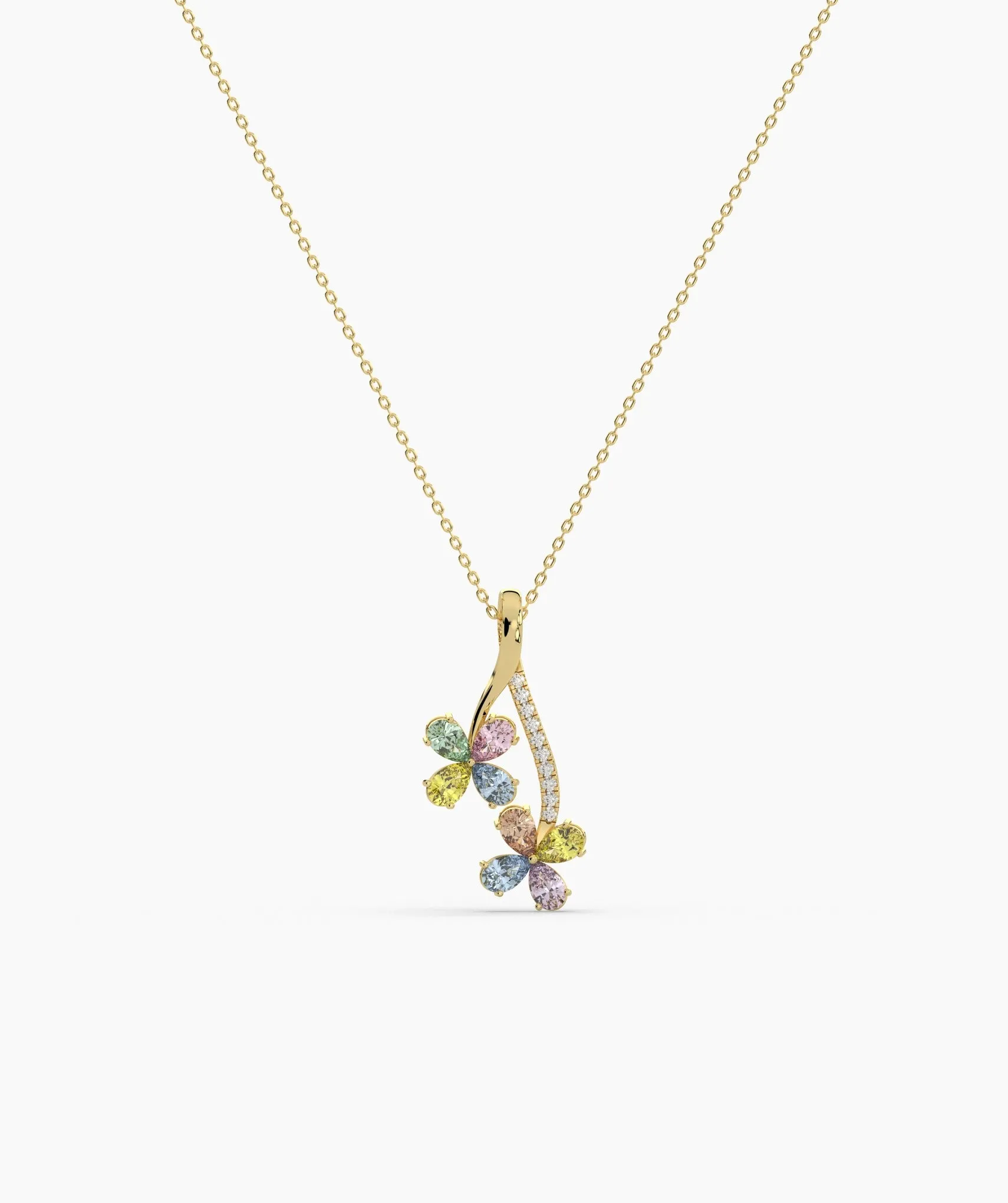 Rainbow Bloom 14K Gold Necklace