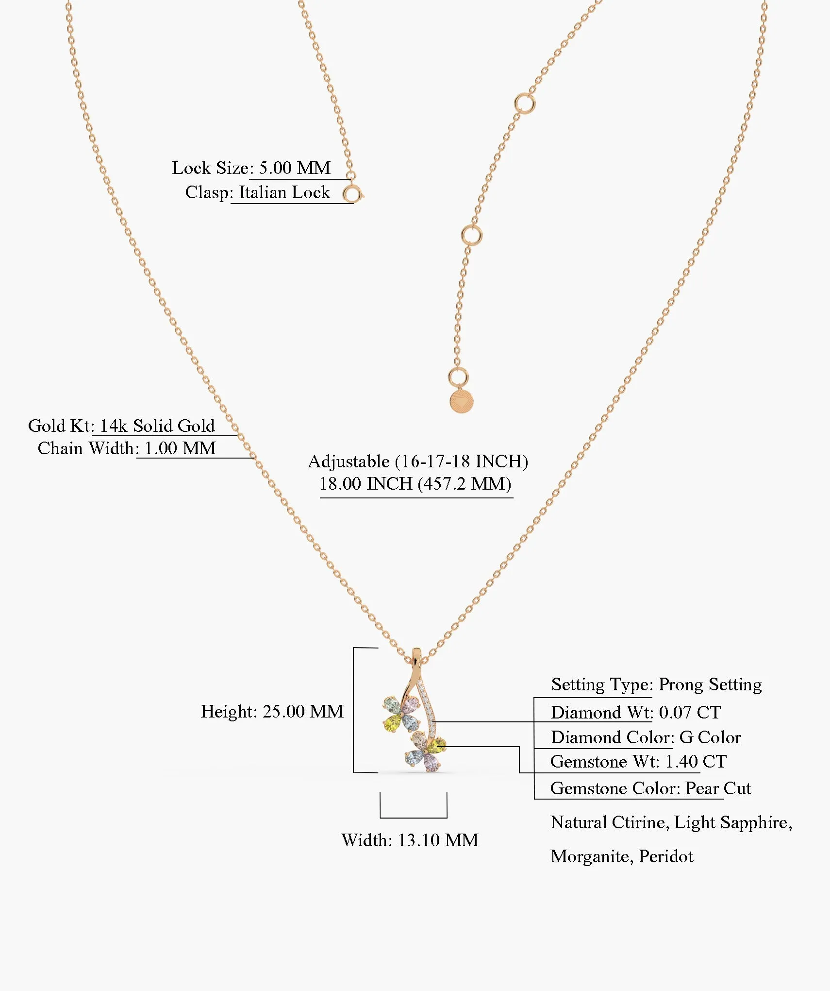 Rainbow Bloom 14K Gold Necklace