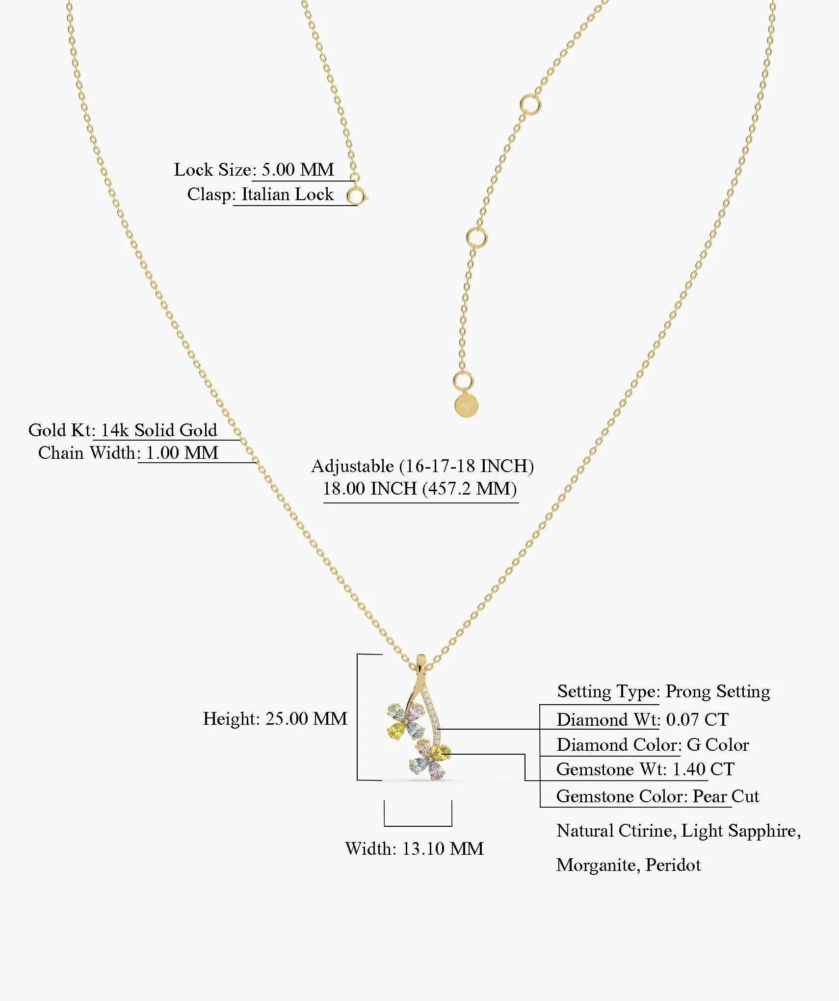 Rainbow Bloom 14K Gold Necklace