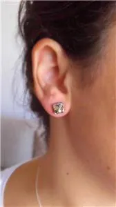Raw Diamond Stud Earrings 24k Gold Sterling Silver Handmade Hadar Designers (AS)y