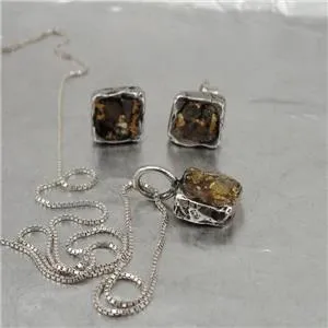 Raw Diamond Stud Earrings 24k Gold Sterling Silver Handmade Hadar Designers (AS)y