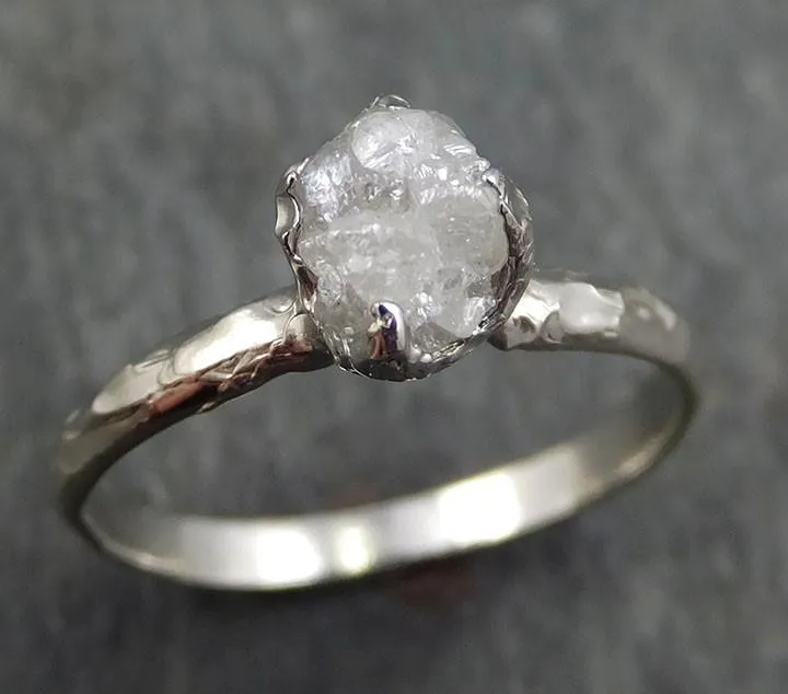 raw rough uncut diamond engagement ring rough diamond solitaire 14k white gold conflict free diamond wedding promise byangeline 0354 Alternative Engagement