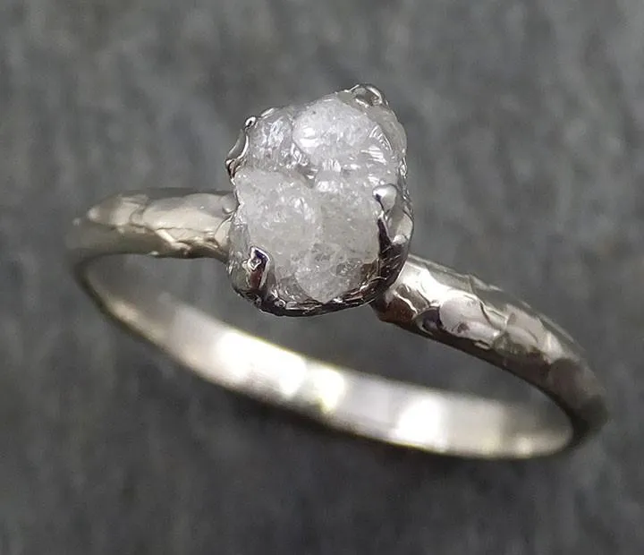 raw rough uncut diamond engagement ring rough diamond solitaire 14k white gold conflict free diamond wedding promise byangeline 0354 Alternative Engagement
