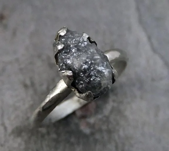 raw rough uncut diamond engagement ring rough diamond solitaire 14k white gold conflict free diamond wedding promise byangeline Alternative Engagement