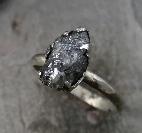 raw rough uncut diamond engagement ring rough diamond solitaire 14k white gold conflict free diamond wedding promise byangeline Alternative Engagement