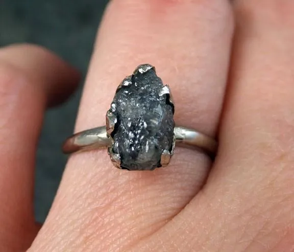 raw rough uncut diamond engagement ring rough diamond solitaire 14k white gold conflict free diamond wedding promise byangeline Alternative Engagement