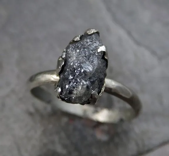 raw rough uncut diamond engagement ring rough diamond solitaire 14k white gold conflict free diamond wedding promise byangeline Alternative Engagement