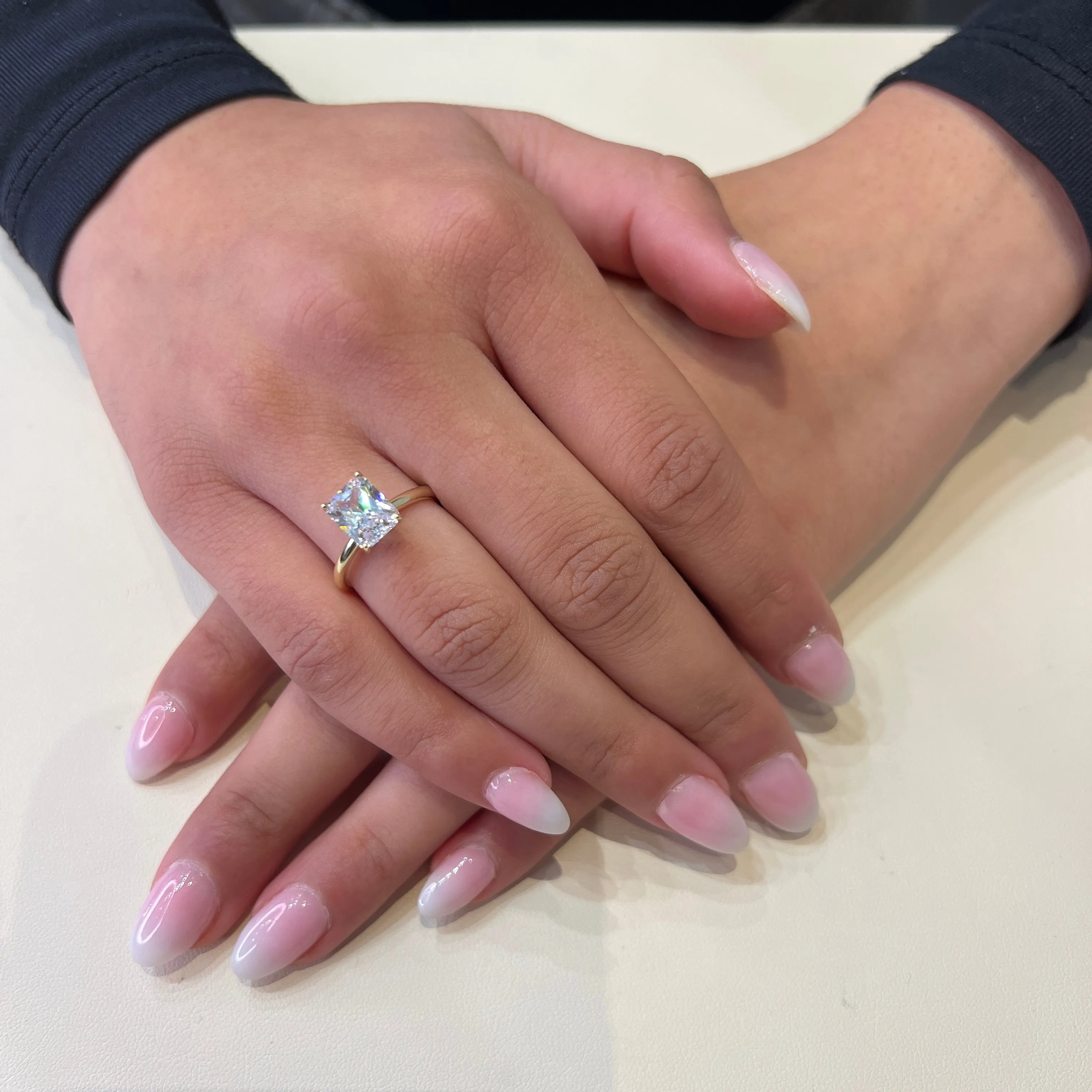 Reign Sterling Silver 18K Gold Plated CZ Emerald Cut Ring
