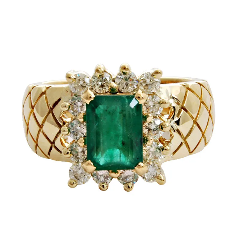 Ring-Emerald and Diamond