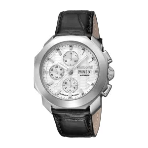 Roberto Cavalli Men's Watch With Black Leather Strap