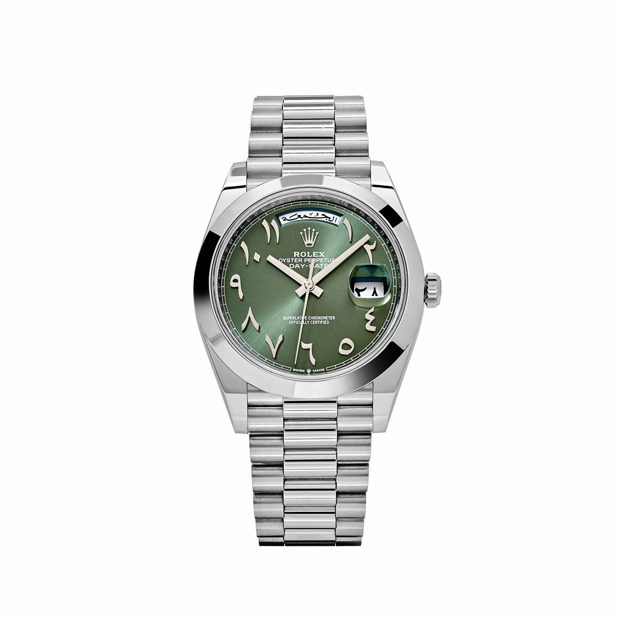 Rolex Day-Date 228206 Platinum  Olive Green Arabic Dial