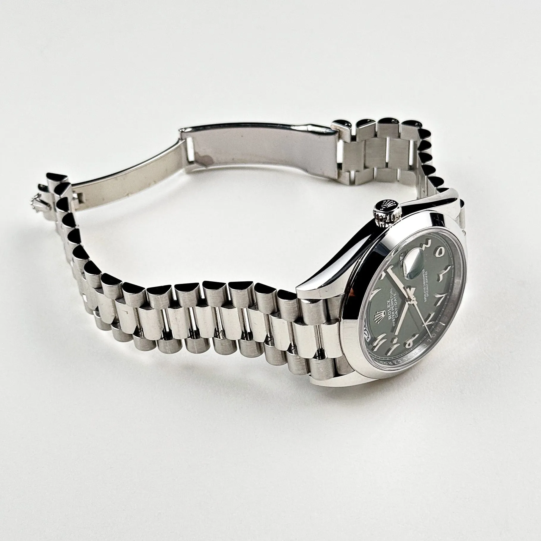 Rolex Day-Date 228206 Platinum  Olive Green Arabic Dial