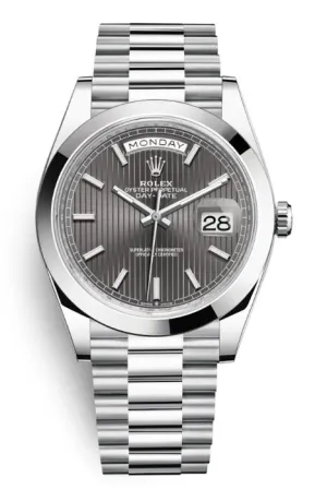 Rolex Day Date 40 Dark Rhodium Dial Automatic Men's Platinum President Watch 228206GNSRP 228206DRSP