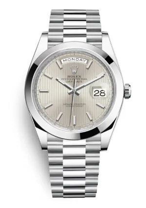 Rolex Day Date 40 Silver Dial Automatic Men's Platinum President Watch 228206SSP