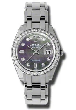 Rolex Day-Date Dark Mother Of Pearl Diamond Dial Platinum Automatic Men's Watch 18946BKMDPM