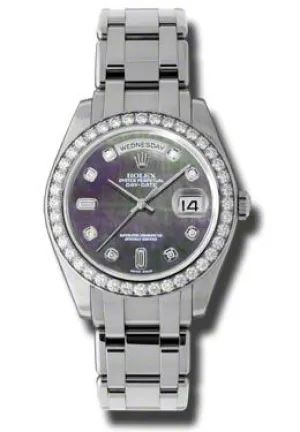Rolex Day-Date Dark Mother Of Pearl Diamond Dial Platinum Automatic Men's Watch 18946BKMDPM