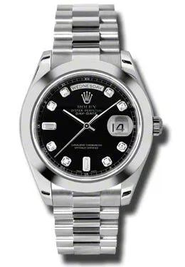 Rolex Day-Date II Black Dial Platinum President Automatic Men's Watch 218206BKDP
