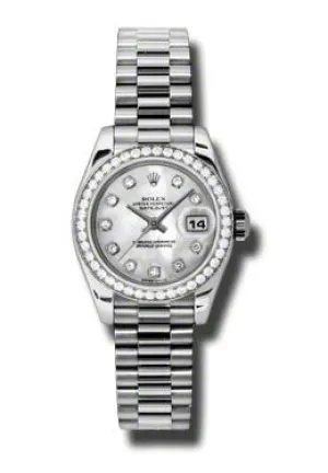 Rolex Lady-Datejust 26 Mother Of Pearl Dial Platinum President Automatic Ladies Watch 179136MDP