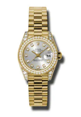 Rolex Lady-Datejust 26 Silver Dial 18K Yellow Gold President Automatic Ladies Watch 179158SDP