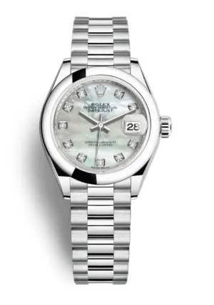 Rolex Lady-Datejust Mother of Pearl Dial Automatic Platinum President Watch 279166MDP