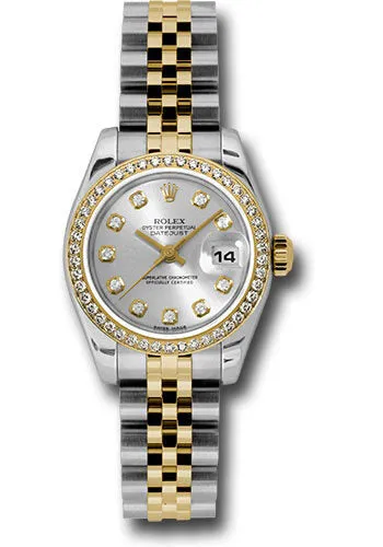 Rolex Lady Datejust Silver Diamond Dial Steel and 18K Yellow Gold Automatic Watch 179383SDJ