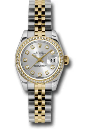 Rolex Lady Datejust Silver Diamond Dial Steel and 18K Yellow Gold Automatic Watch 179383SDJ
