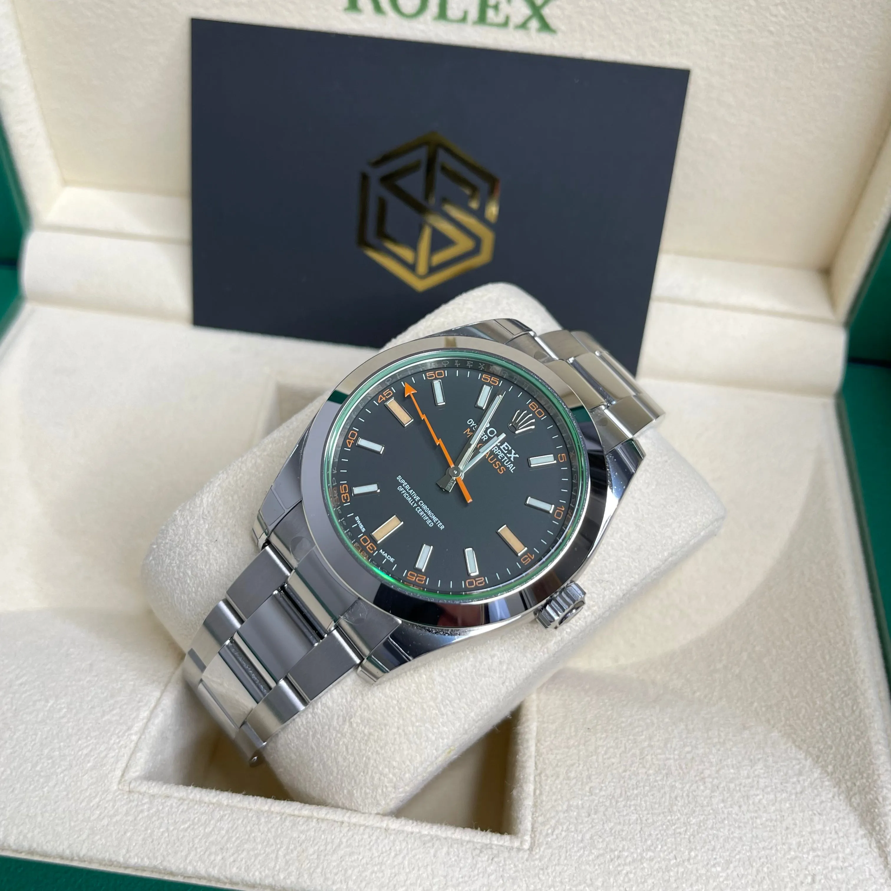 Rolex Milgauss 116400GV 2021 Black Dial Full Stickers Full Set Watch