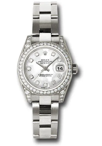 Rolex White Gold Lady-Datejust 26mm - 42 Diamond Bezel - Mother-Of-Pearl Diamond Dial - Oyster Bracelet - 179159 mdo