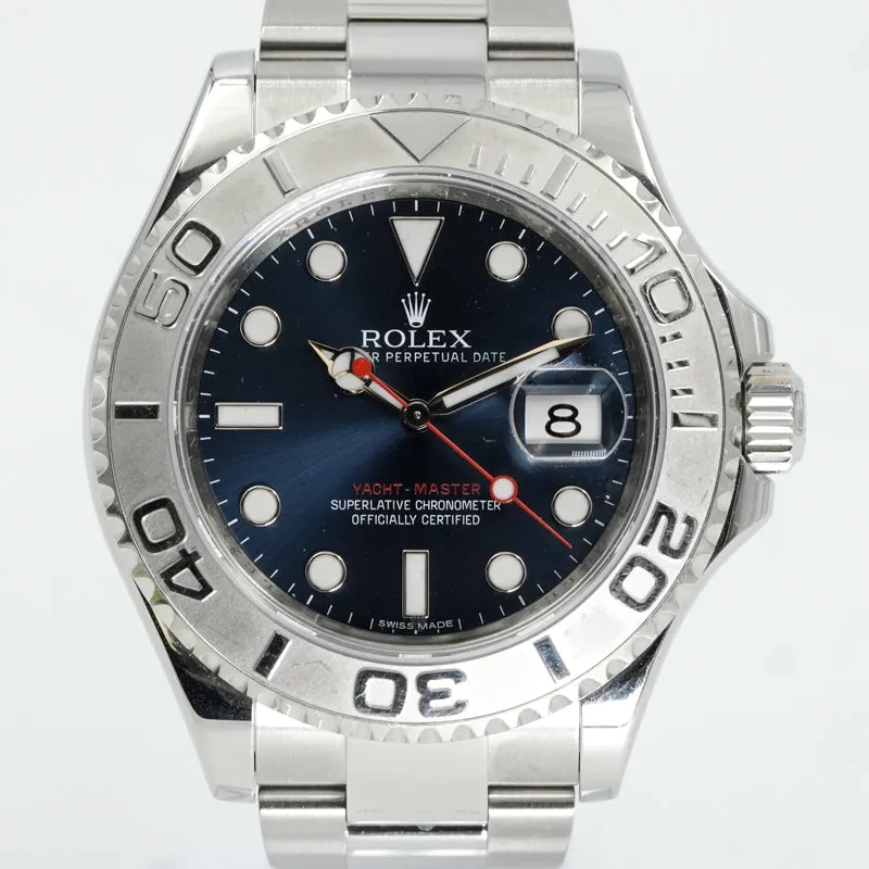 Rolex Yachtmaster 116622 Blue 40mm Steel w Platinum Bezel '14 Card Only