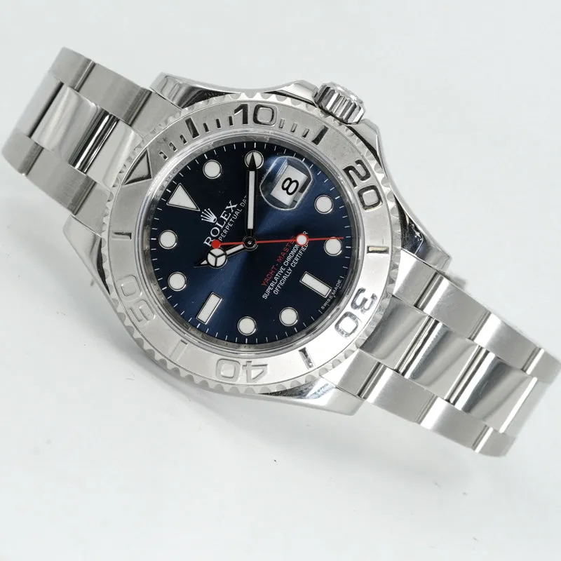 Rolex Yachtmaster 116622 Blue 40mm Steel w Platinum Bezel '14 Card Only