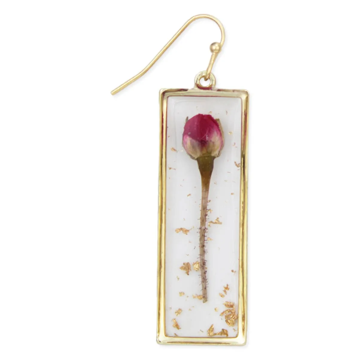 Romantic Rosebud genuine pressed flower earrings