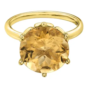 Round Citrine Solitaire Ring