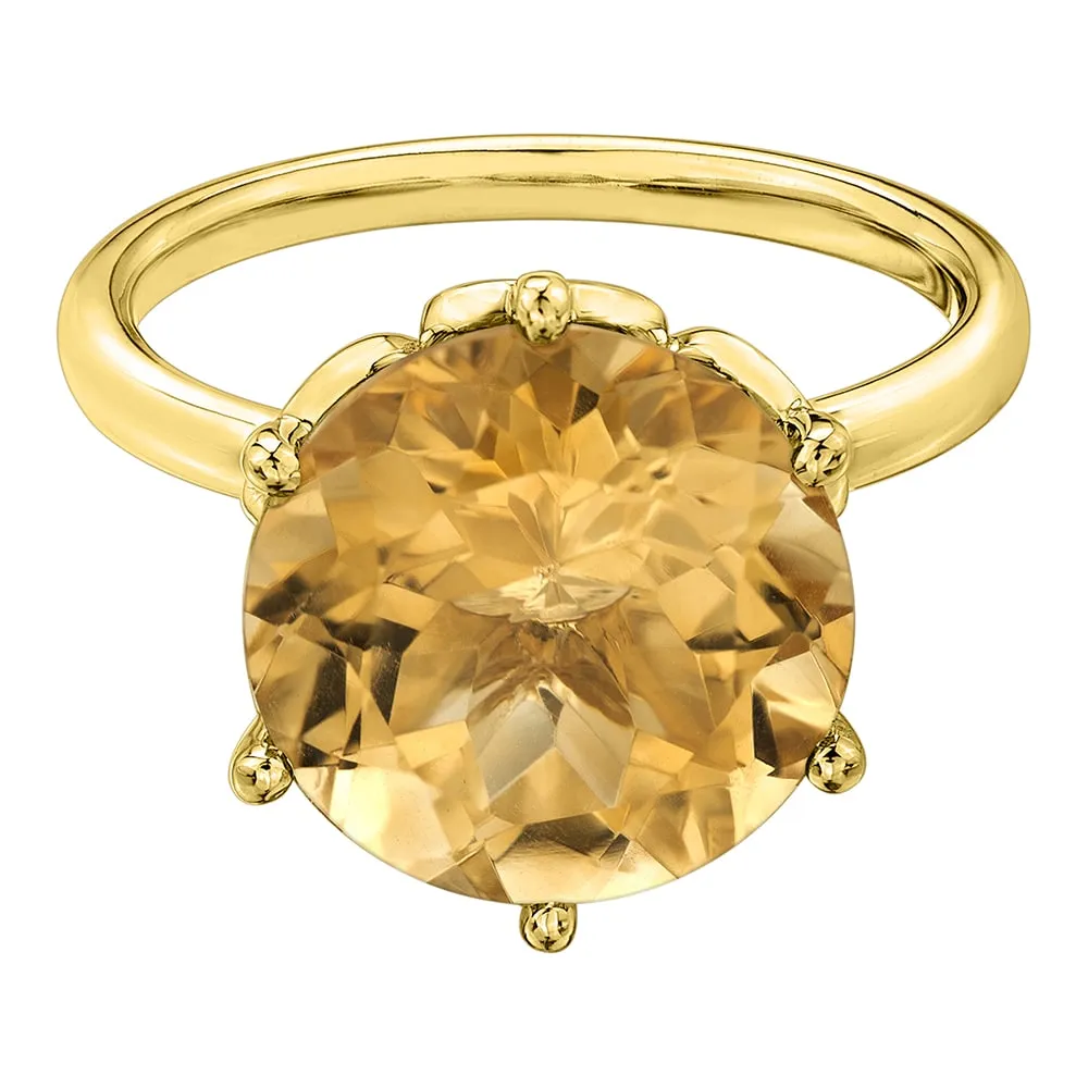 Round Citrine Solitaire Ring