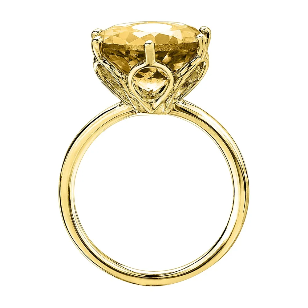 Round Citrine Solitaire Ring
