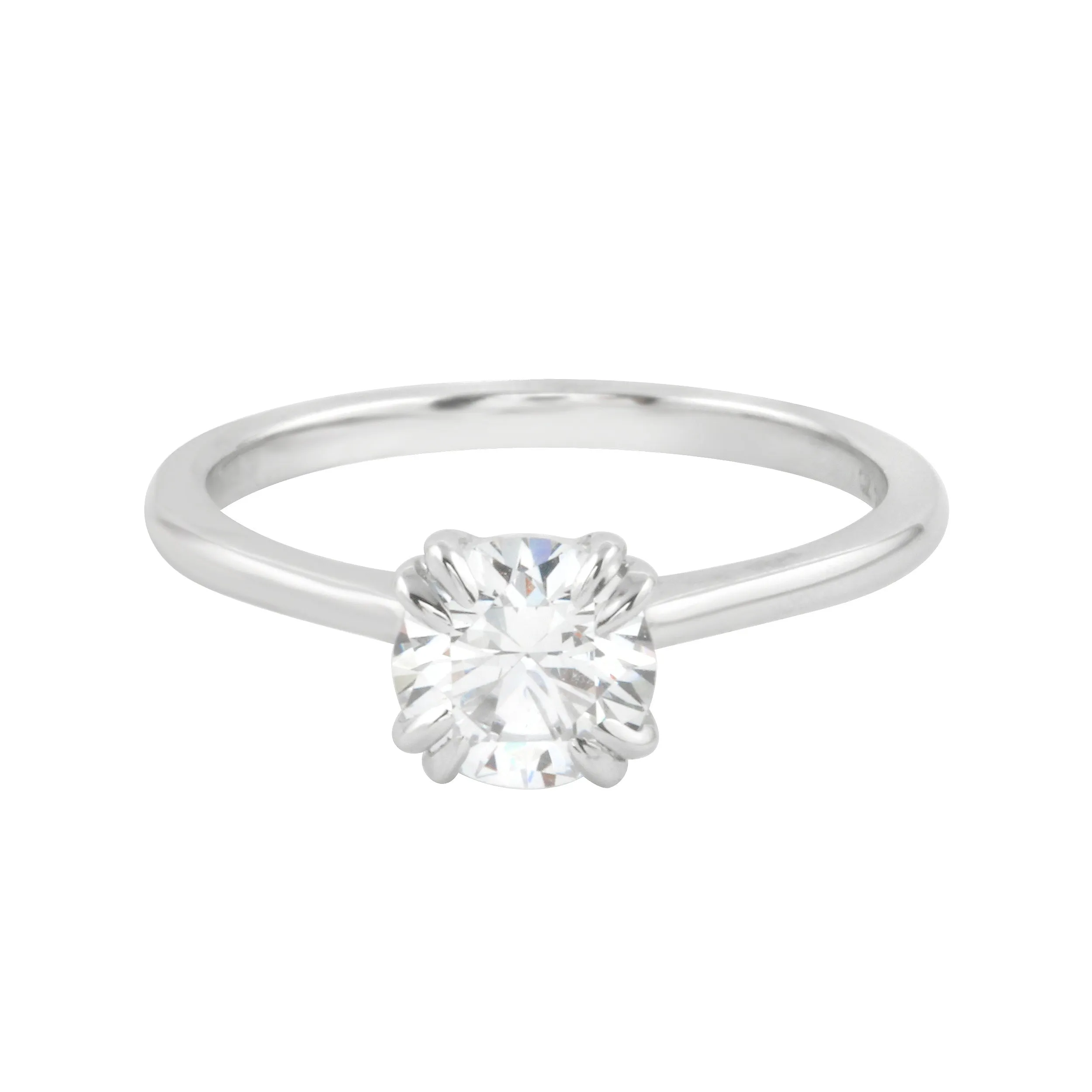 Round Diamond Solitaire Double Claw Prong Engagement Ring Setting