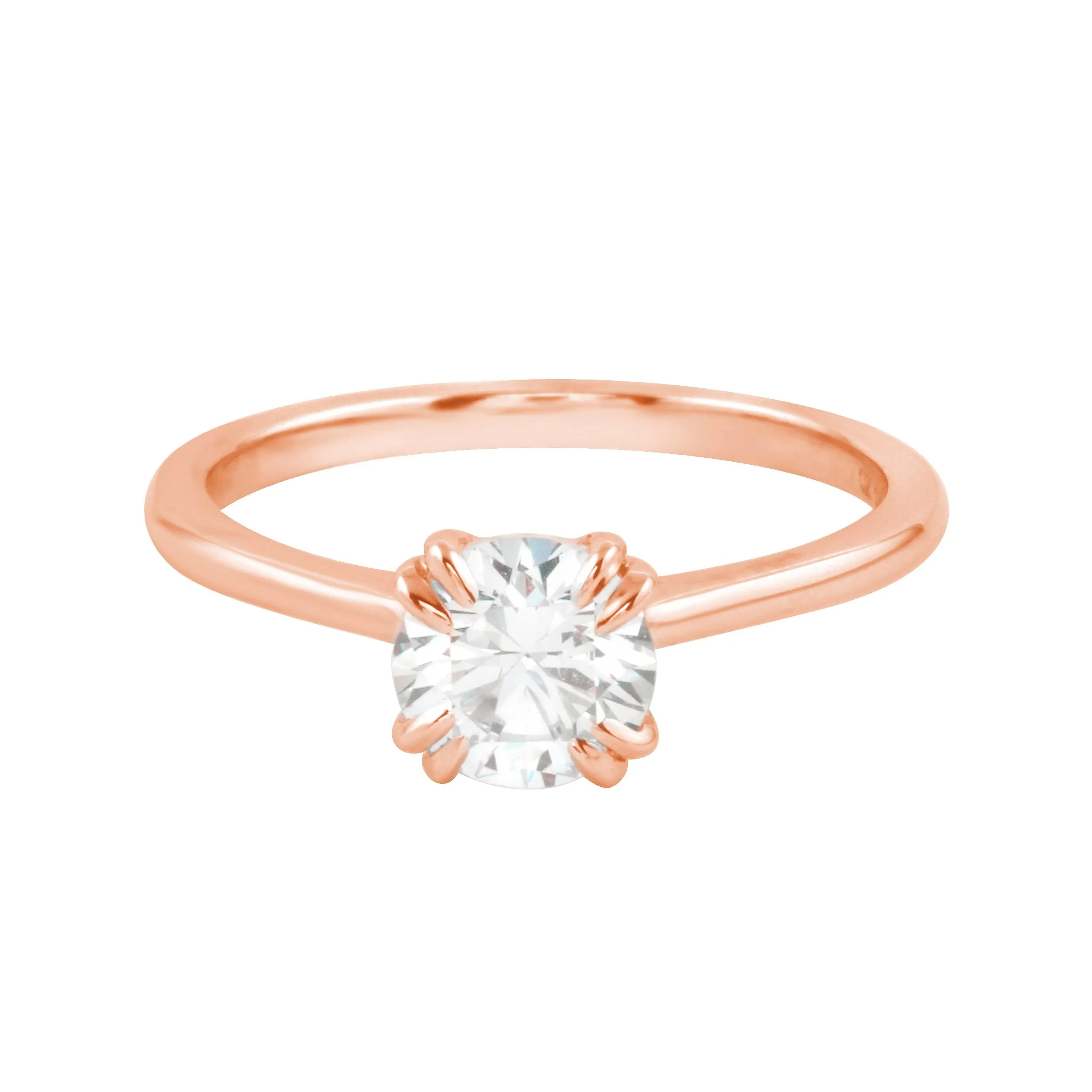 Round Diamond Solitaire Double Claw Prong Engagement Ring Setting